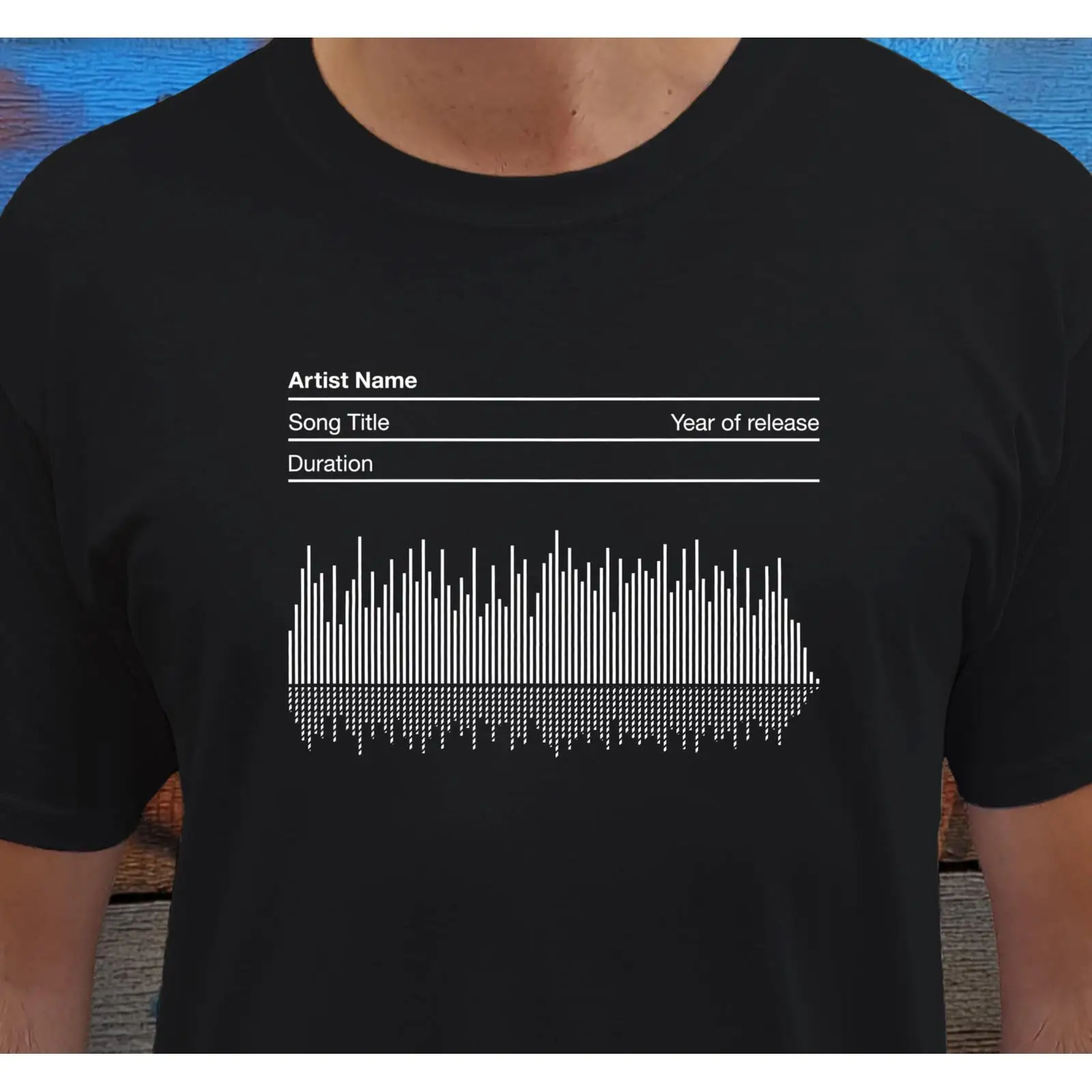 Audio Music Songs - Personalised Soundwave T Shirt Hand Designed